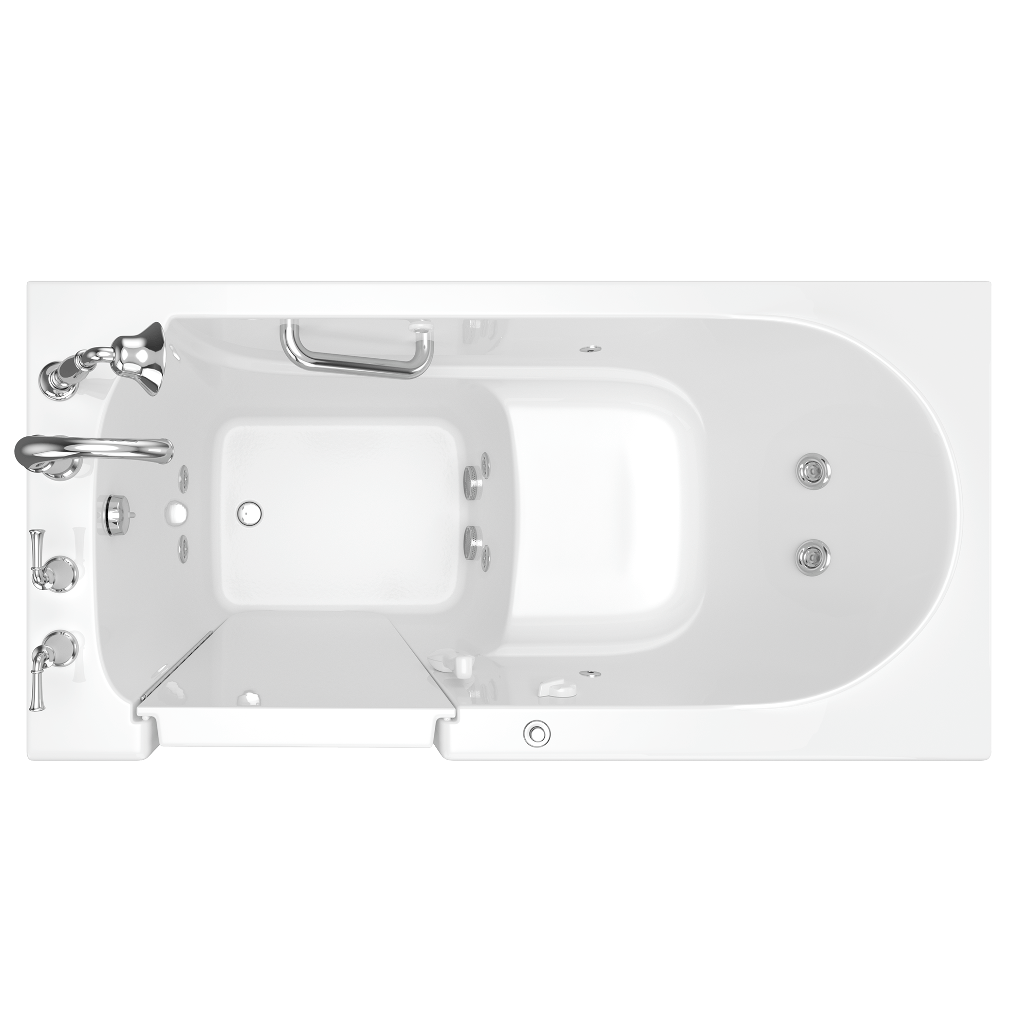 Gelcoat Value Series 60x30-Inch Walk-In Bathtub with Whirlpool Massage System - Left Hand Door and Drain